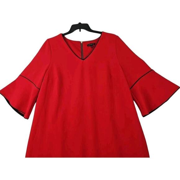LANE BRYANT ~Woman Size 20~ Red Crepe Bell Sleeves Dress Fully Lined. - Picture 11 of 11